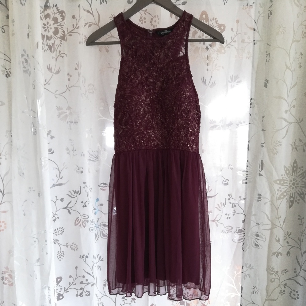 Burgundy HoCo Dress w/ Gold Details